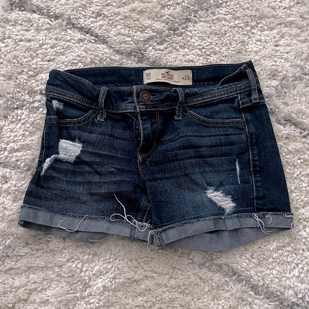 dark denim jean shorts